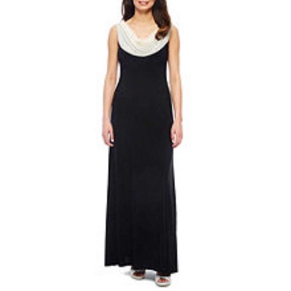 Jackie Jon Sleeveless Cowlneck Evening Gown